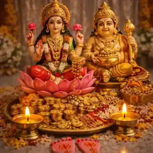 Lakshmi Kubera Puja with Goddess Lakshmi and Kubera idols and puja setup