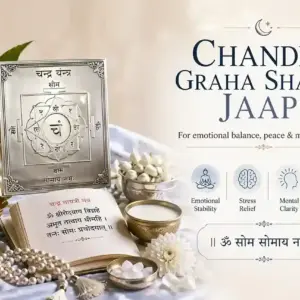 Chandra Graha Shanti Jaap setup with Chandra yantra and white ritual items