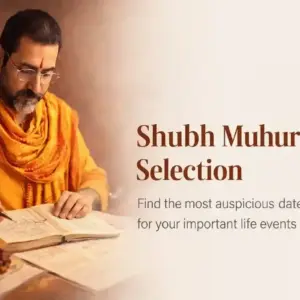 Pandit selecting Shubh Muhurat using kundli and calendar for auspicious timing