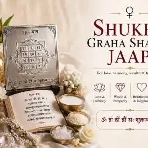 Shukra Graha Shanti Jaap setup with Shukra yantra and white offerings