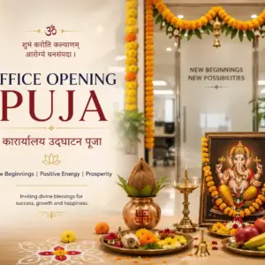 Office opening puja ceremony in a new workplace